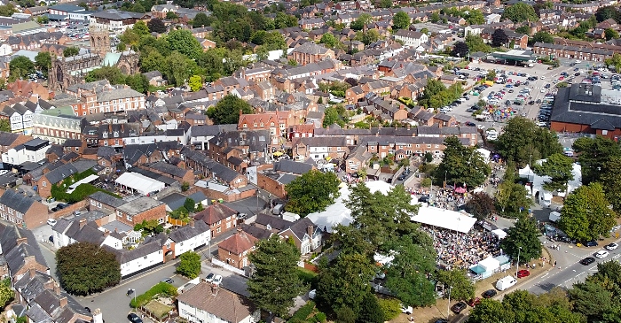 aerial view of nantwich food festival 2022