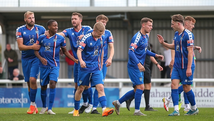First-half - Whitby Town celebrate their first goal (1)