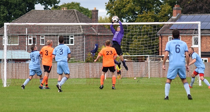 Nantwich Pirates keeper rises to grab the ball (1)