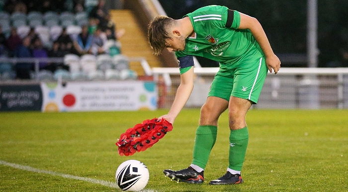 Pre-match - Dabbers captain Riley Capewell places a wreath in the centre circle in tribute to Her Majesty Queen Elizabeth II (1)
