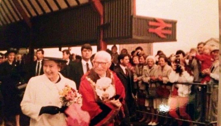 Queen visiting Crewe 1987
