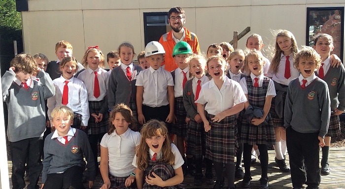 Jack Croft from GeoSmart Information with children from St Oswalds School (1)