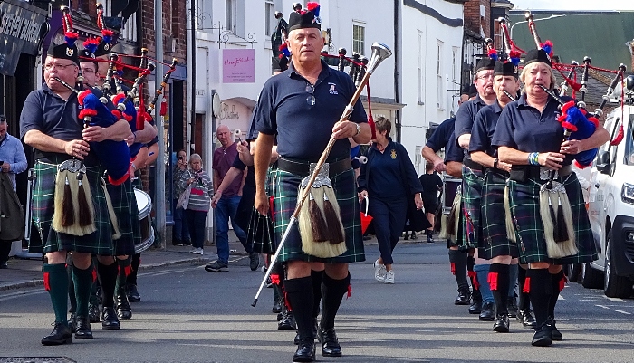 Jedburgh Royal British Legion (Scotland) Pipe Band march along Hospital Street (1)