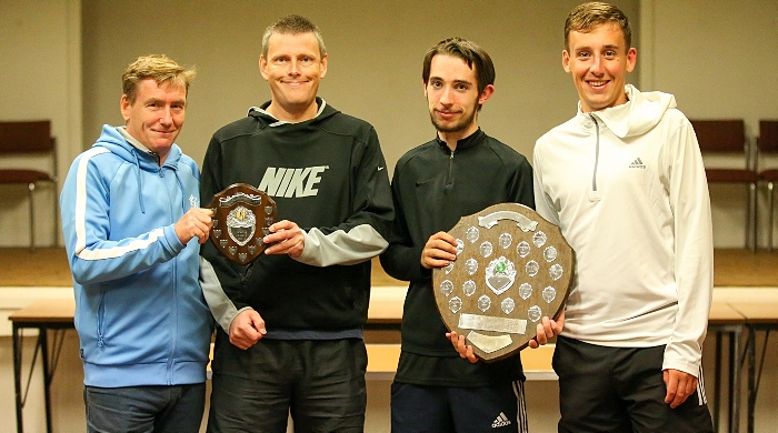 Wistaston A with the two shields they won this year in the Slazenger South and Mid Cheshire Tennis League (1)