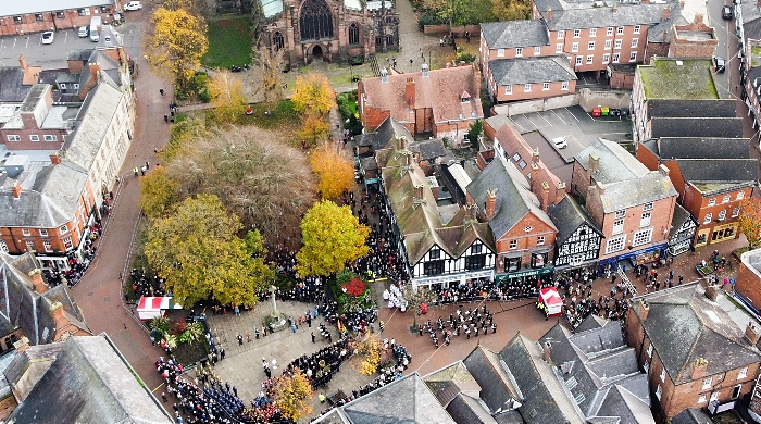 aerial view nantwich remembrance sunday 2022