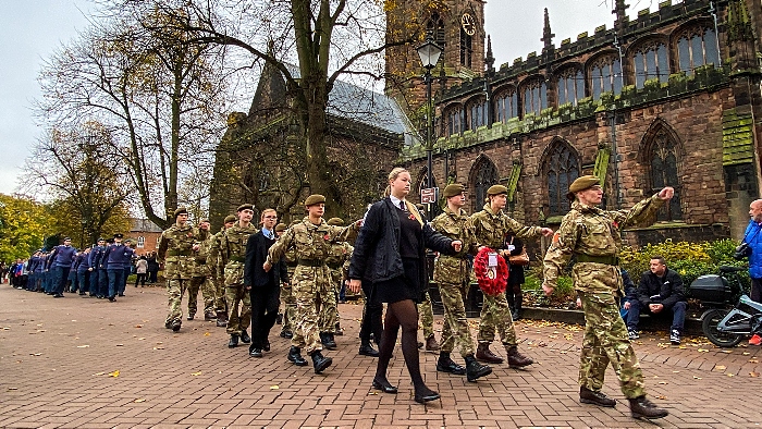 Cadets march past St Marys Nantwich en route to the town square (1)