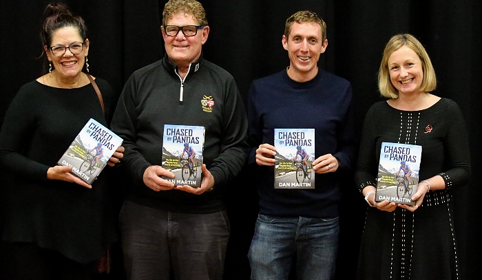 Dan Martin (second right) with Denise Lawson, Steve Lawson and Kathryn Rush from Nantwich Bookshop (1)