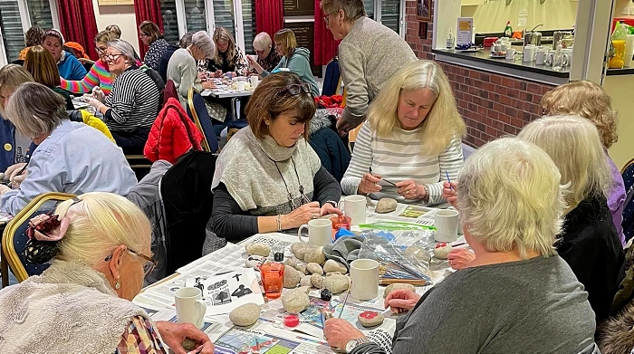 Members of Wistaston Swans WI producing the Poppy pebbles (1) (1)