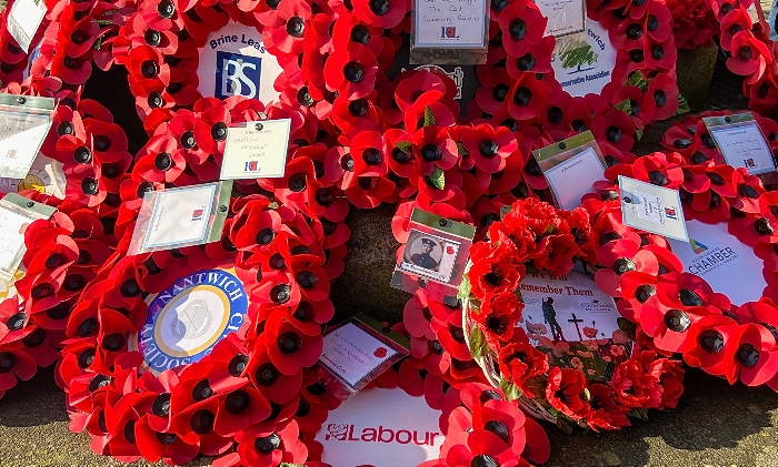 Some of the wreaths laid at Nantwich War Memorial (1)