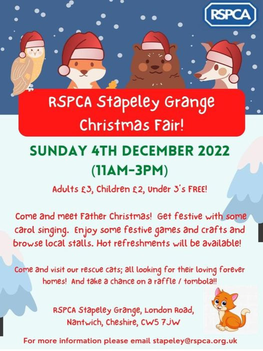 RSPCA Stapeley Grange Christmas Fair 2022