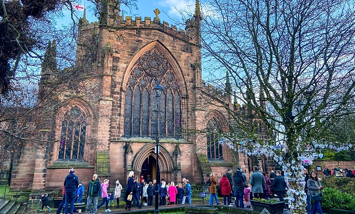 Congregation leave St Mary's Nantwich after Nantwich Crib Service (1)