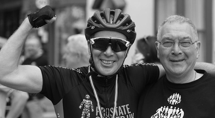Gareth Lyon and dad on Tour of Britain cycle ride