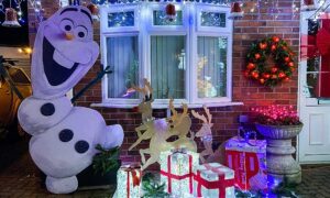 Christmas house lights up Wistaston for cancer charity