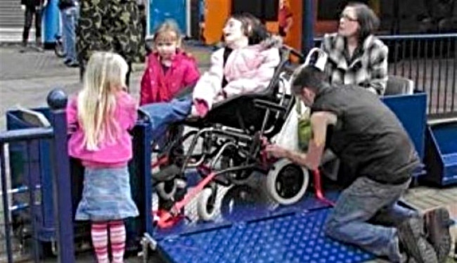 coach for wheelchair on miniature railway in nantwich