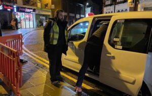 Taxi marshal on Beam Street in Nantwich