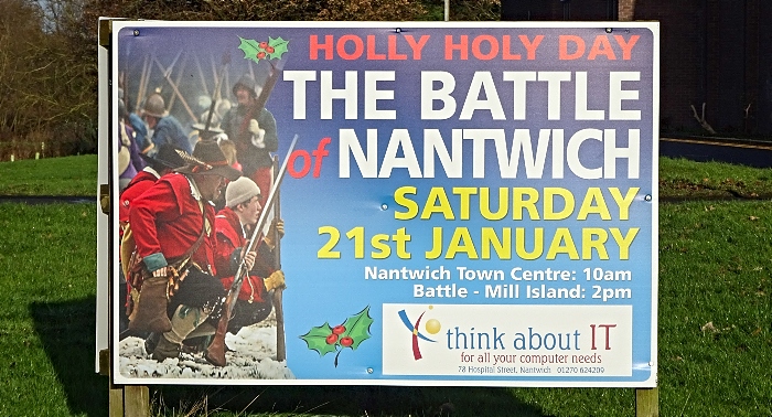 Battle of Nantwich 2023 - publicity sign on Waterlode (1)
