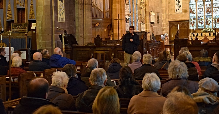 Holly Holy day - local historian Mike Lea addresses the audience in St Mary's Church, Acton (2) (1)