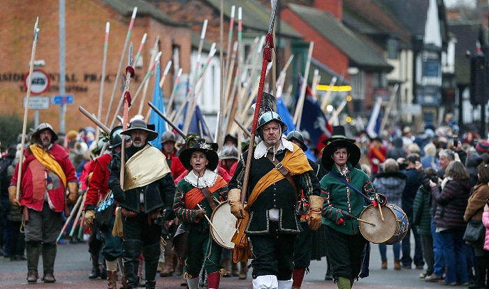 Publicity photo - parade of several hundred Sealed Knot troops along Welsh Row and High Street (1)