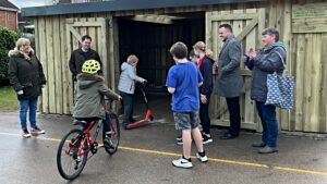 Willaston Primary pupils unveil new bike shelter