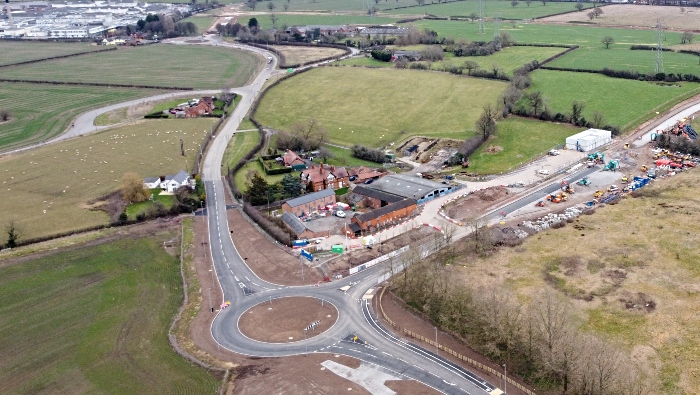 Leighton Hospital and new road and roundabout on A530