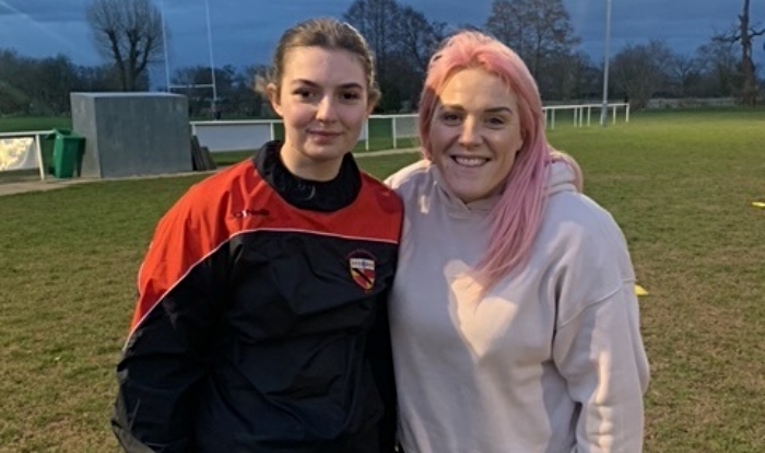 Amy Hardcastle with a Crewe Ladies player