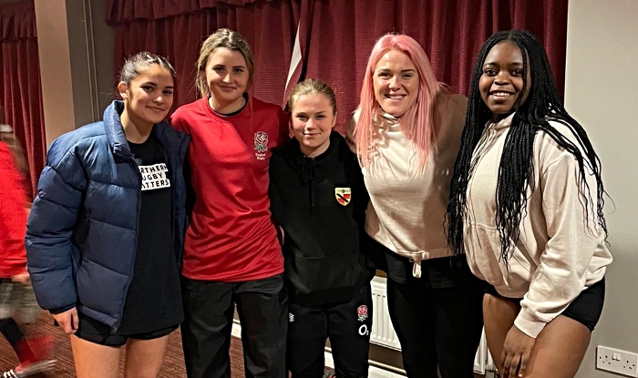 Amy Hardcastle with some Crewe & Nantwich players