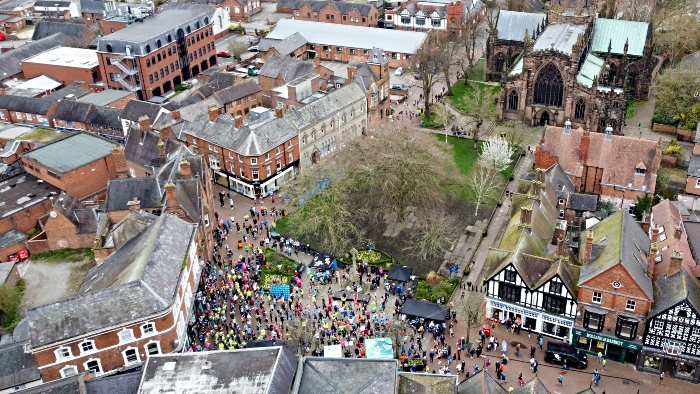 Aerial view of Nantwich 10km road race