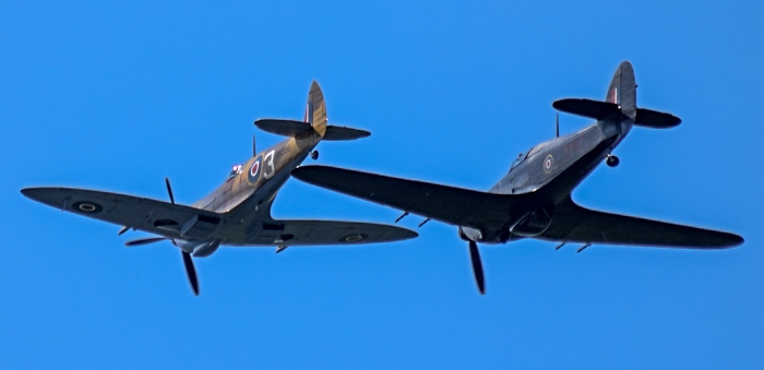 Battle of Britain Memorial Flight Hurricane and Spitfire flypast over Marbury (2) (1)
