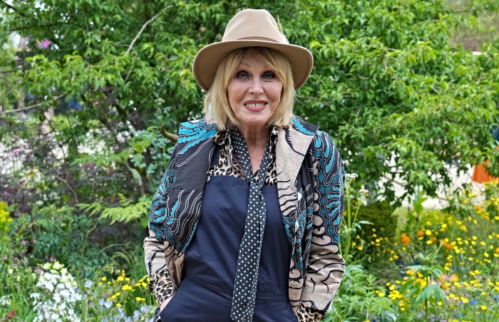 Joanna Lumley at the Chelsea Flower Show in the RSPCA Garden