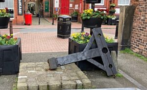 Vandals damage replica pillory in Nantwich town centre