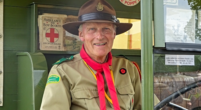 Gerald Newbrook in his replica World War 1 Boy Scout Ambulance (1)