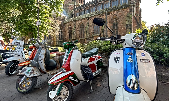 Scooters on display outside St Mary's Church Nantwich (2) (1)