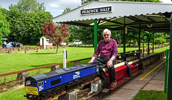 A volunteer on a train at The Peacock Railway (1)