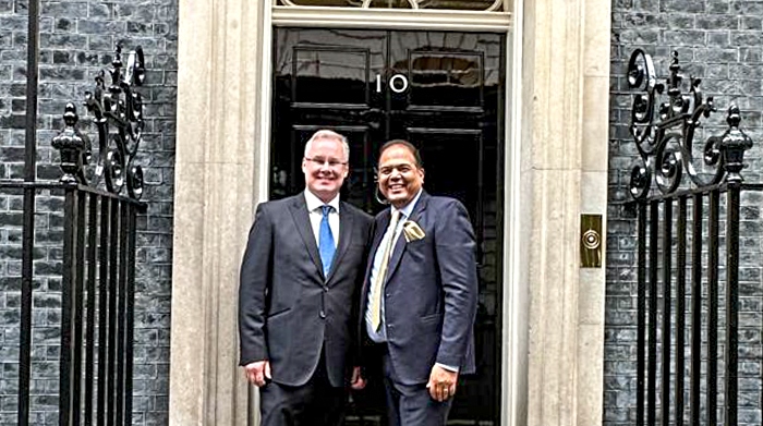 l-r Roger Morris and Raj Patel MBE outside Number 10 Downing Street (1)