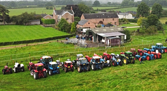 aerial of vintage tractor display
