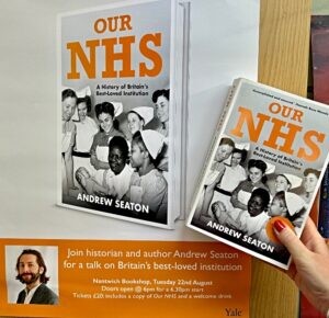 Our NHS poster and book at Nantwich Bookshop (1)