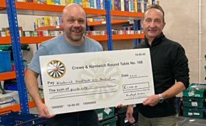 Round Table presents £1,000 cheque to Nantwich Foodbank