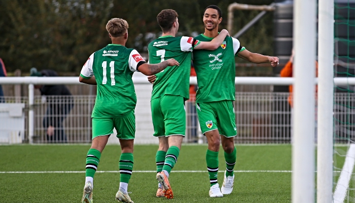 First-half - Dabbers goal - Byron Harrison celebrates his goal with teammates (1)