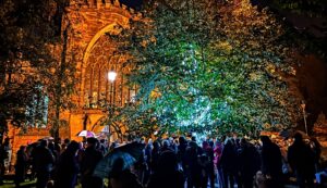 Visitors view the Tree of Light