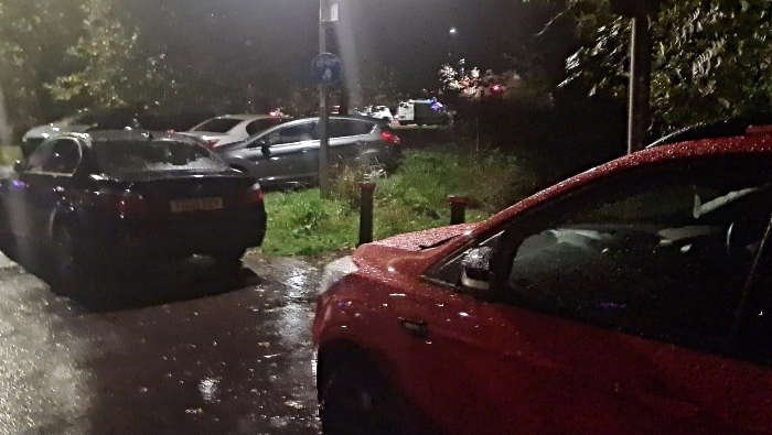 cars parking on welshmen's lane on spooktacular night