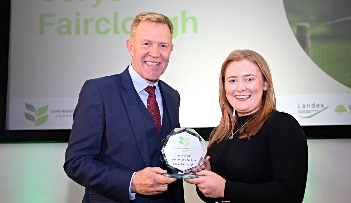 Cerys Fairclough, Overall Landbased Learner of the Year, with Adam Henson (1)