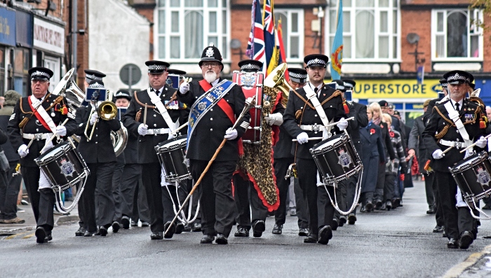 Cheshire Police band lead parade on Market St en route to the town square (1)