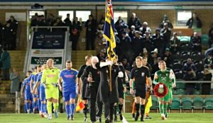 Remembrance ceremony at Nantwich Town game with Bootle