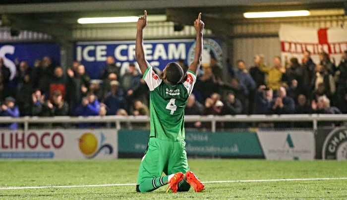 Nineth penalty - Nantwich Town FC - Ahmed Ali celebrates victory (1)