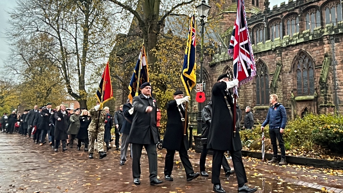 Remembrance - Standard Bearers march past St Marys Nantwich en route to the town square (2) (1)