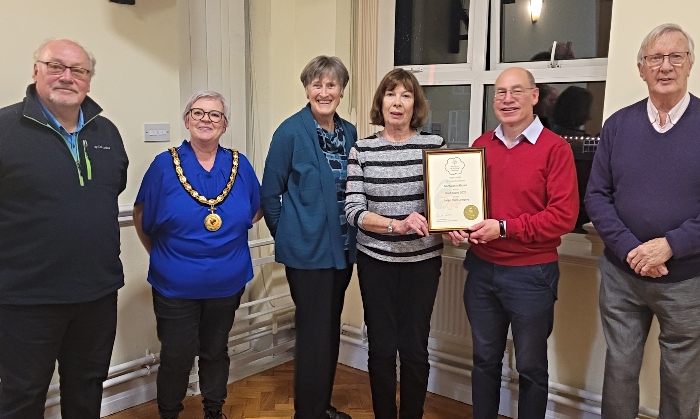 Nantwich in Bloom Gold award team with Mayor Cllr Wedgwood