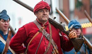 Alex Thompson, a Sealed Knot musketeer, during last years parade (1)