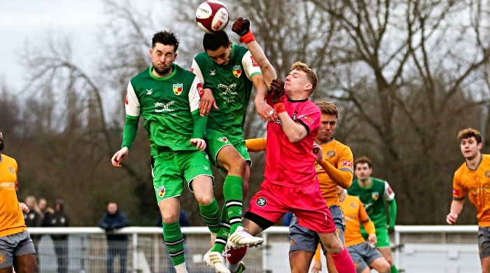 First-half - Dabbers players rise for the ball (1)