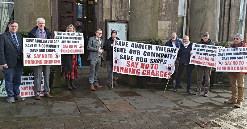 Parking - protestors outside council meeting