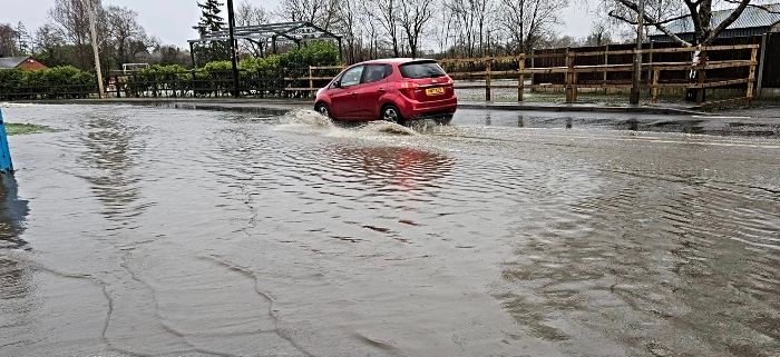 flooding at A51 at Calveley